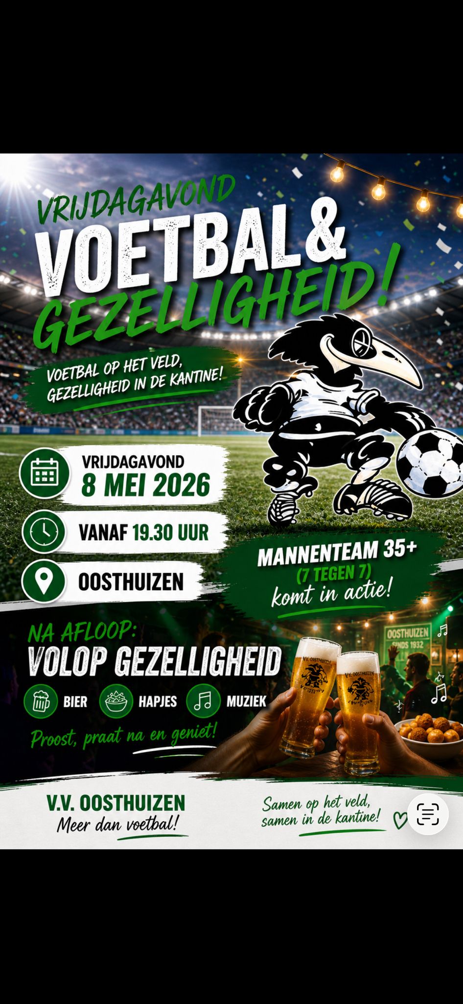 35+ Vrijdagavond voetbal & gezelligheid 8 mei VV Oosthuizen